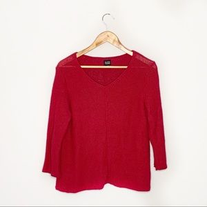 Eileen Fisher Red V neck Sweater Size M